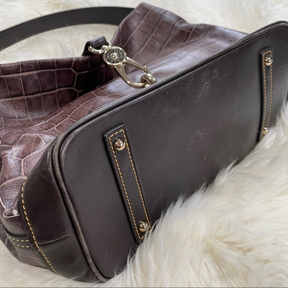 Dooney & Bourke Brown Croc Hobo Shoulder Bag - Picture 2 of 10